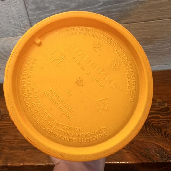 Starbucks 2022 Summer Cold Cup Venti 24oz Yellow Mango Ombre Jeweled Tumbler - Picture 4 of 5